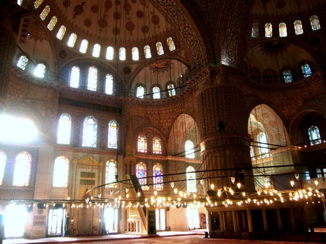 Inside the blue mosque istanbul turkey