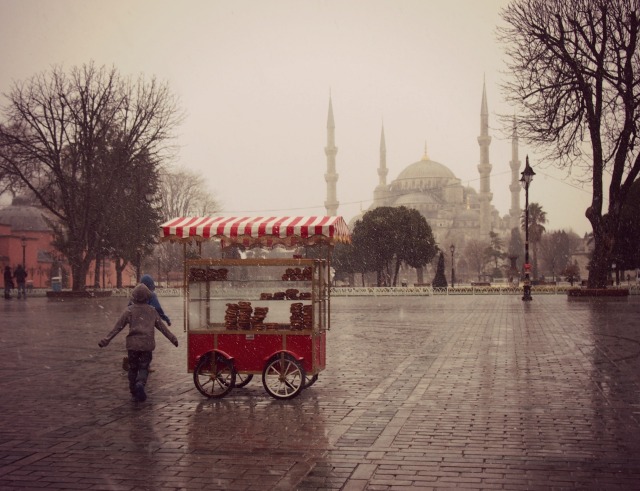Sultan Ahmet Square in snow